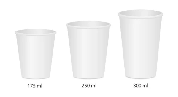 Реалистичные белые бумажные чашки для чая и кофе. Подстаканники . — стоковый вектор