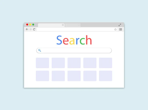 Окно веб-браузера. Окно поисковой системы веб-браузера. Поиск . — стоковый вектор