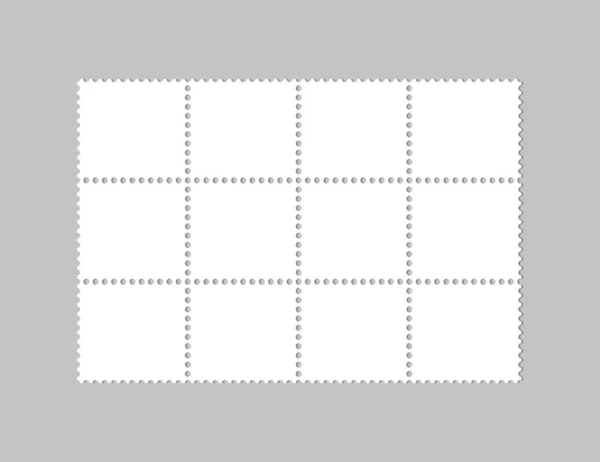 Blank postage stamps. Postcard. Stamps for mail letter. Perforated postage stamps.