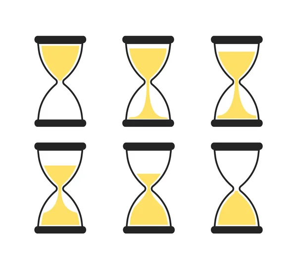 Set of hourglass icons. Hourglass. Hourglass with different times. — Stock Vector
