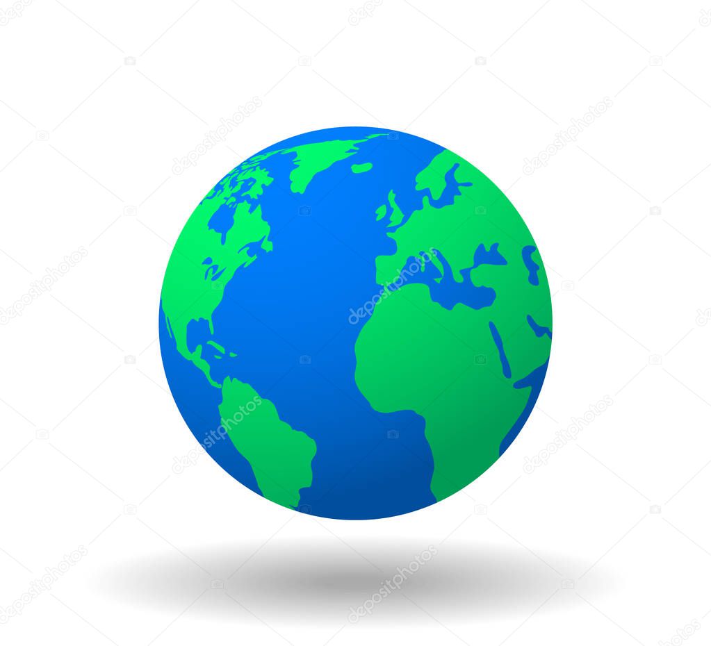 World map. Earth, globe icon. Vector illustration.