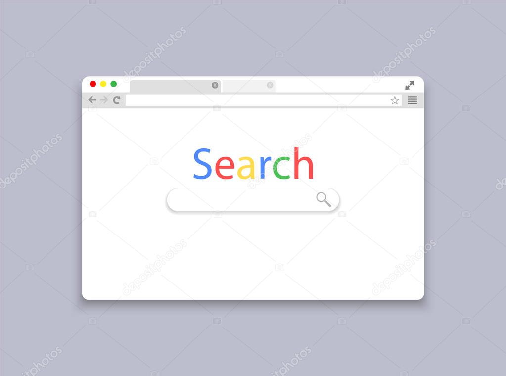 Web browser window to search. Search engine on the Internet.