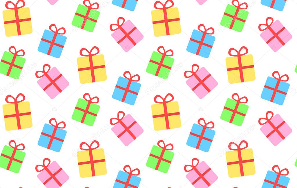 Pattern with gifts. Seamless background for wrapping gift boxes.