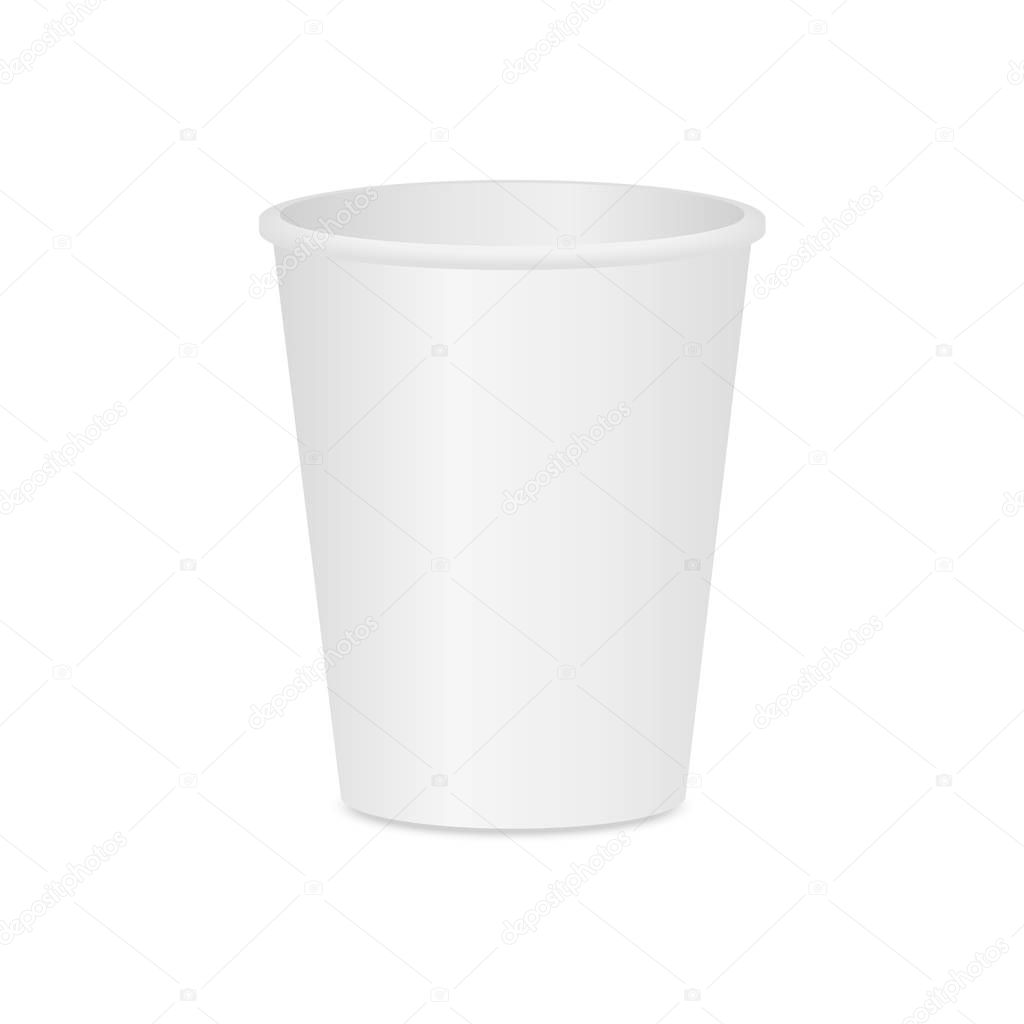 White cardboard disposable cup. A cup for coffee or tea. Layout cups.