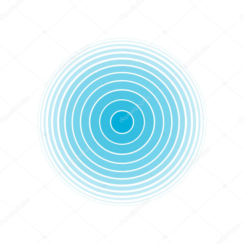 Radar screen concentric circle. Circle. Sound wave. Blue ring. Radio station signal.