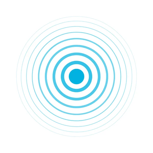 Radiosignaal. Blauwe ringen. Geluidsgolf. Cirkels. — Stockvector