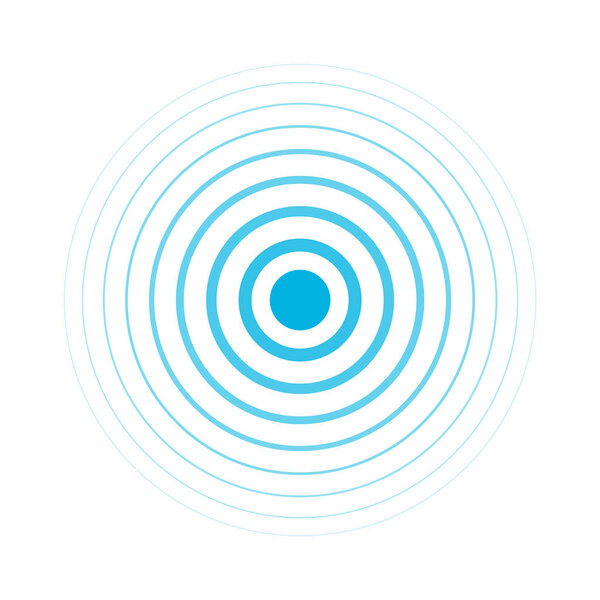 Radio signal. Blue rings. Sound wave. Circles.