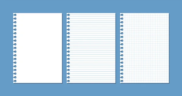 Feuilles de papier provenant d'un carnet ou d'un bloc-notes. Illustration vectorielle . — Image vectorielle