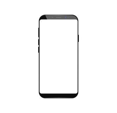 Gerçekçi bir akıllı telefon modeli. Siyah telefon.