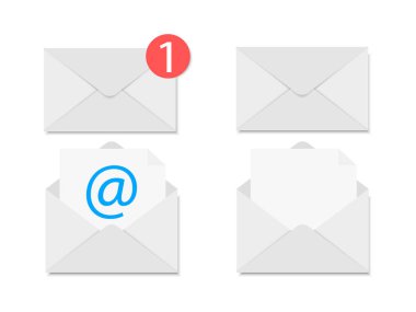 Mektuplar. Zarfı aç ve zarfı kapat. Yeni bir ileti ve e- posta.