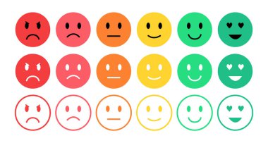 Feedback in form of emotions. User experience. Satisfaction rating. Emoji. Review of consumer. clipart