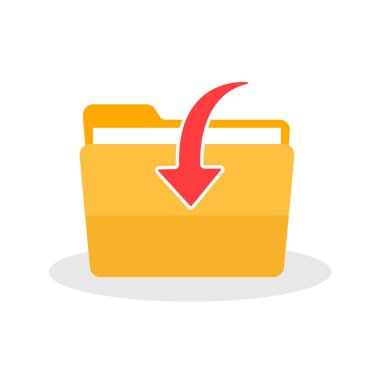 Dizin İndir. Dosya indir, ok. Düz simge.