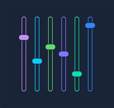 Ses karıştırıcı. Dengeleyici. Ses çubuğu kaydırıcı, kaydırıcı.