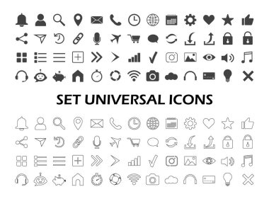 Evrensel simgeler kümesi. Web sayfaları ve uygulamalar için simgeler.