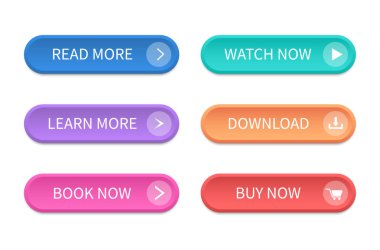 Web sitesi ve ui için bir dizi modern düğme. Vektör simgesi.