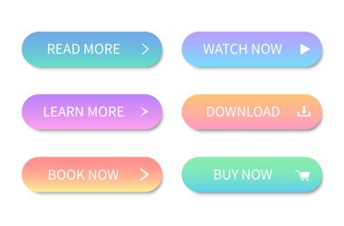 Modern renkli düğmeler seti. Web sitesi ve ui için düğmeler.