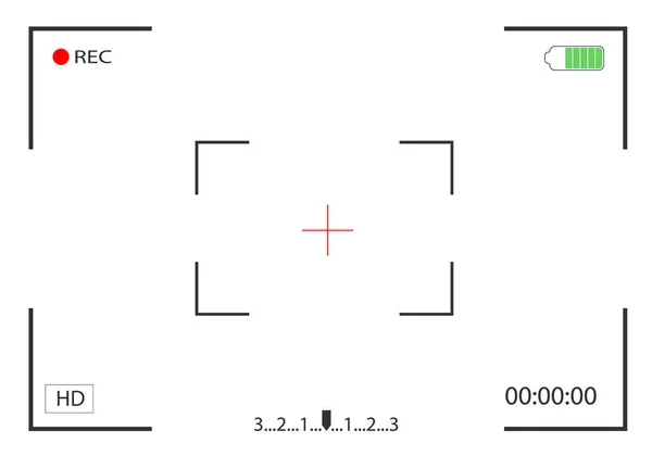 Kameraeinstellung und Fokussierung der Bildschirmaufzeichnung. Kamerarahmensucher. Vektorillustration. — Stockvektor