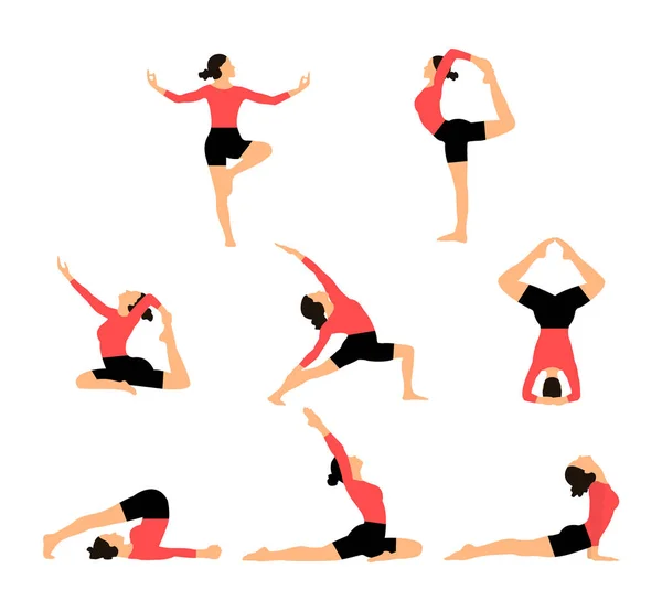 Yoga für Frauen. Yoga-Posen. — Stockvektor