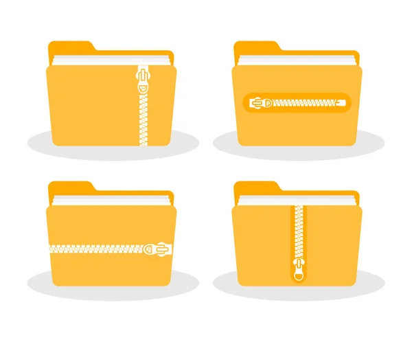 Folder with zipper. Zip folder icon. — Stock Vector