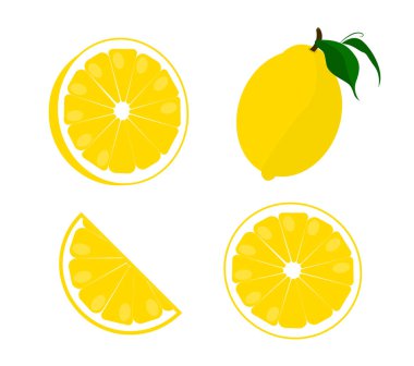 Limon. Citrus. Limon dilimleri ve yarıları.