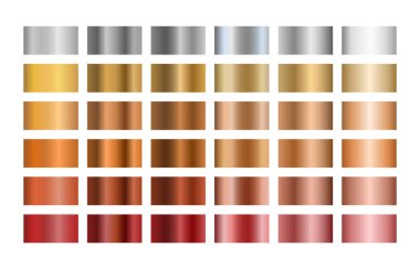 Farklı metal gradyan kümeleri. Vektör illüstrasyonu.