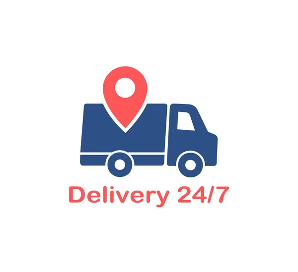 Logotipo de serviço de entrega com ponteiro . — Vetor de Stock