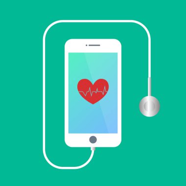 Steteskoplu bir telefon. Çevrimiçi doktor. İnternet tıbbı.