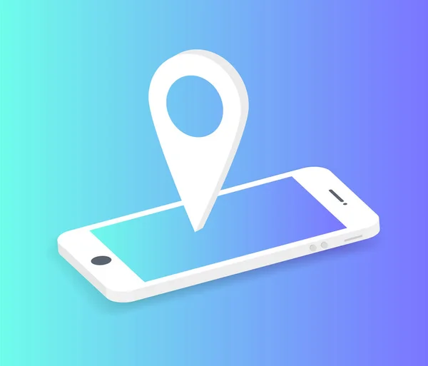 Karte mit Navigation auf dem Smartphone im flachen Design — Stockvektor