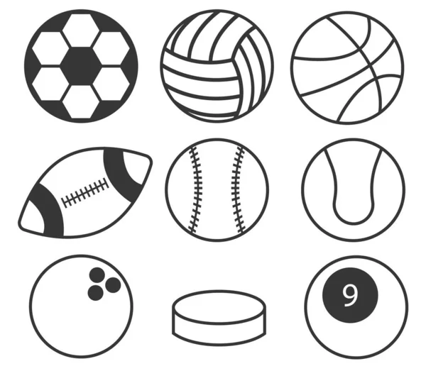 Pon pelotas deportivas. Icono de bolas. Diseño plano. Ilustración vectorial. eps10 — Archivo Imágenes Vectoriales