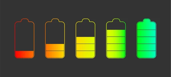 Overzicht Ikoon set van batterij oplaadniveau indicatoren. — Stockvector