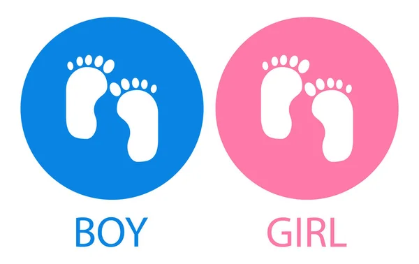 Oğlan ve Kız Bebek İkonu. Bebek ayakları.. — Stok Vektör