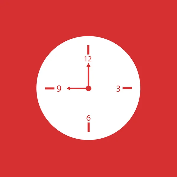 Horloge sur fond rouge. Style minimaliste. Design plat. Illustration vectorielle . — Image vectorielle