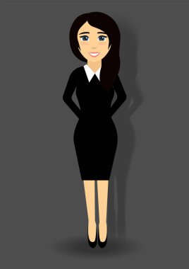 İş kadınıyım. Şirketin çalışanıyım. Beyaz yakalı, siyah, klasik elbiseli Sekreter Kız..