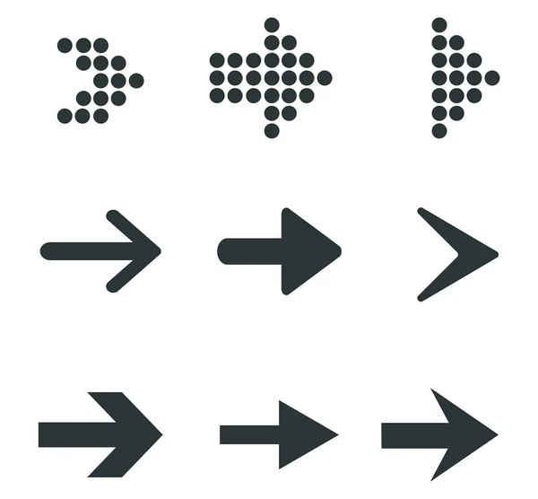 Ícones de seta preta. Flechas diferentes. Ilustração vetorial . —  Vetores de Stock
