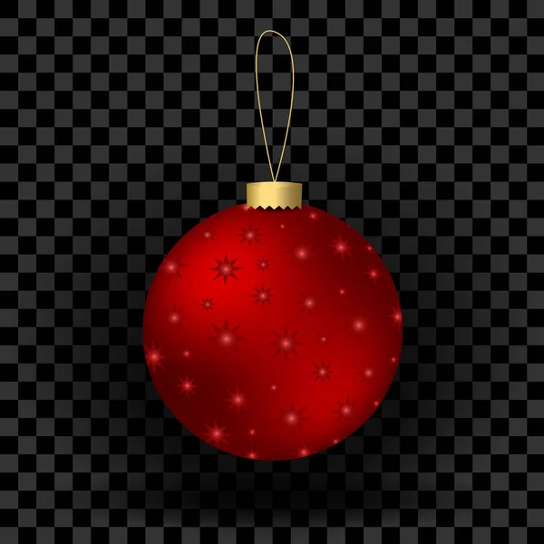 Nyårsbalen. Julklapp. Röd boll med mönster. Illustrationen på en transparent bakgrund. — Stock vektor