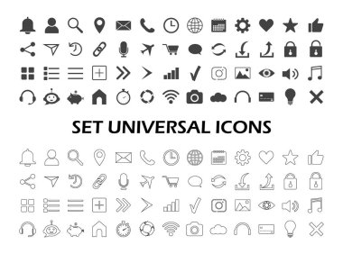 Evrensel simgeler kümesi. Web sayfaları ve uygulamalar için simgeler.