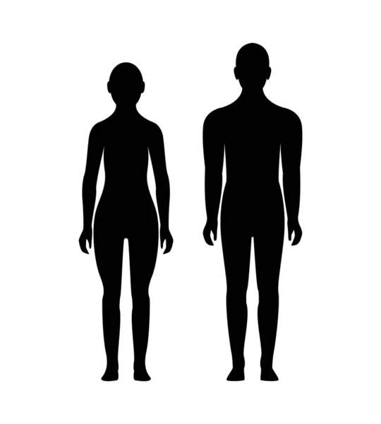 Black silhouette of a man and a woman. Body silhouettes. Male and female gender. — Stock Photo, Image