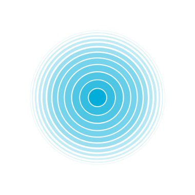 Radar ekran eşmerkezli daire. Çember olun. Ses dalgası. Mavi yüzük. Radyo istasyonu sinyali.