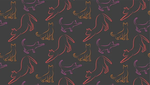 Muster mit Katzen. Muster für Schlafanzug, Bettwäsche, Kleidung. — Stockfoto