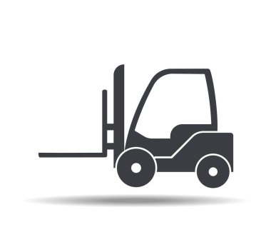 Forklift ikonu. Düz biçimli vektör illüstrasyonu.