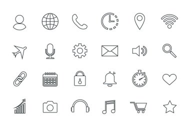 Bir grup ağ simgesi. Bağlantı simgeleri.