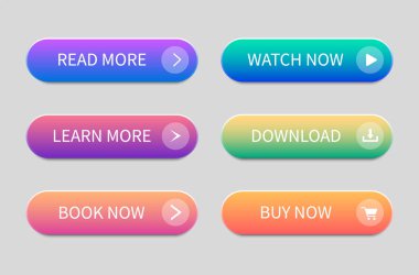 Web sitesi ve kullanıcı arayüzü için modern düğmeler. Gradyan Düğmeleri.