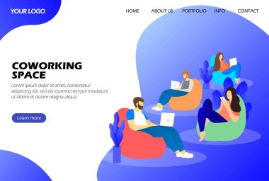 İniş sayfası. Ortak çalışma alanı. Modern web sayfası.