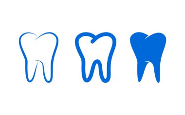 Bir dizi diş ikonu. Vektör illüstrasyonu.
