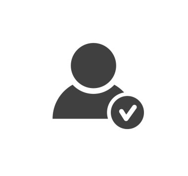 Profil onaylı simge. İşaretle. Vektör illüstrasyonu.