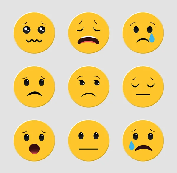 Conjunto de emoticons tristes. Emoji. Conjunto de vetores Smileys . —  Vetores de Stock