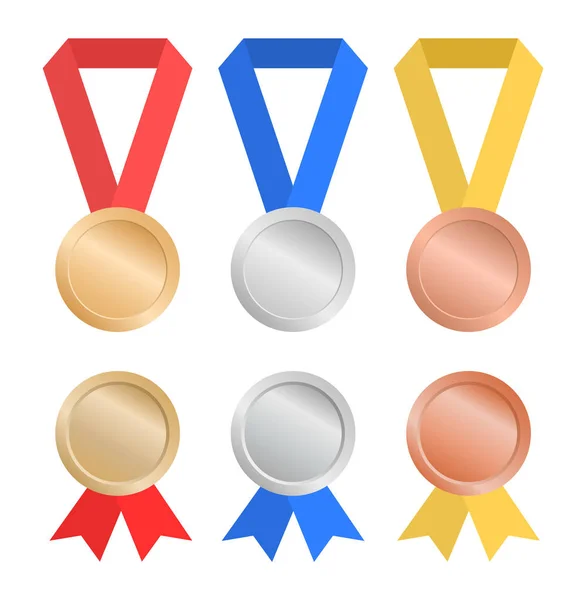 Ensemble de médailles. Médaille d'or, d'argent et de bronze . — Image vectorielle