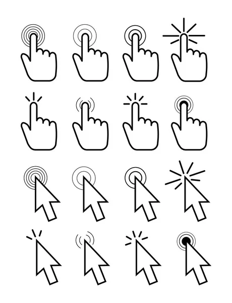 Set of cursors. Hand and arrow cursor icon click. — Stock Vector