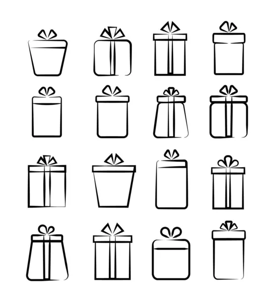 Ajándék ikonok. Különböző ajándékdobozok. — Stock Vector