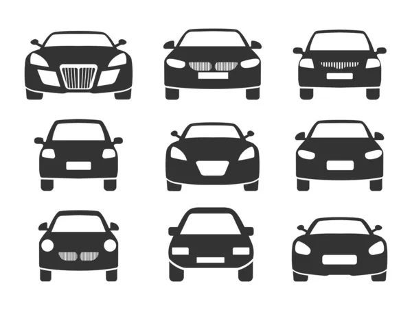 Conjunto de ícones do carro. Carro à frente. Símbolos de transporte . —  Vetores de Stock